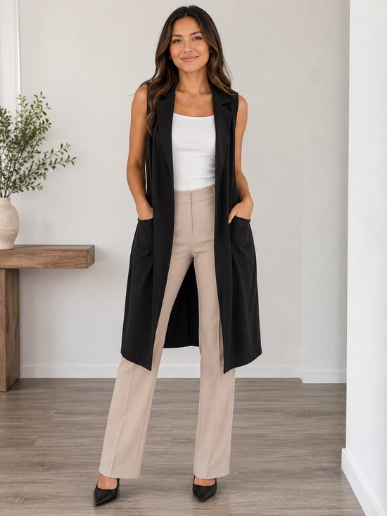 Soft Surroundings Pants - Soft Surroundings Black Sleeveless Long Duster